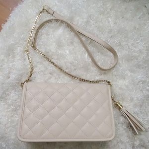 Cream Quilted Crossbody